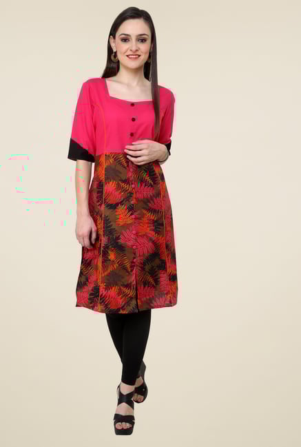 Pannkh Pink Square Neck Kurti Pannkh Pink Square Neck Kurti