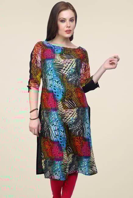Pannkh Multicolor Round Neck Kurti Pannkh Multicolor Round Neck Kurti