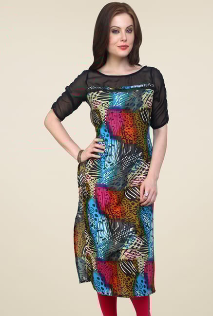 Pannkh Multicolor Regular Fit Cotton Kurti Pannkh Multicolor Regular Fit Cotton Kurti