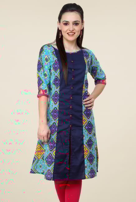 Pannkh Blue Round Neck Kurti Pannkh Blue Round Neck Kurti