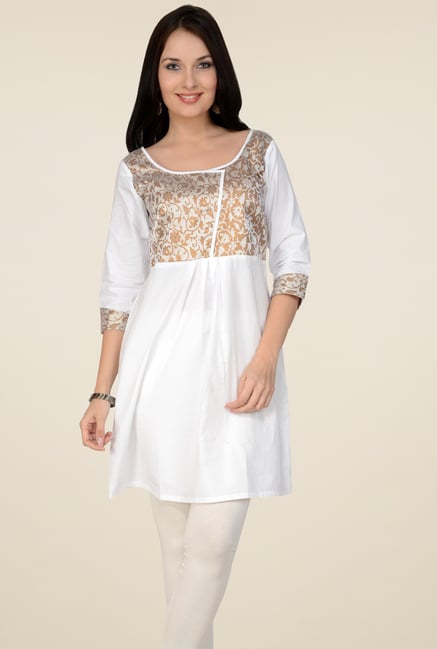 Pannkh White U-Neck Kurti Pannkh White U-Neck Kurti
