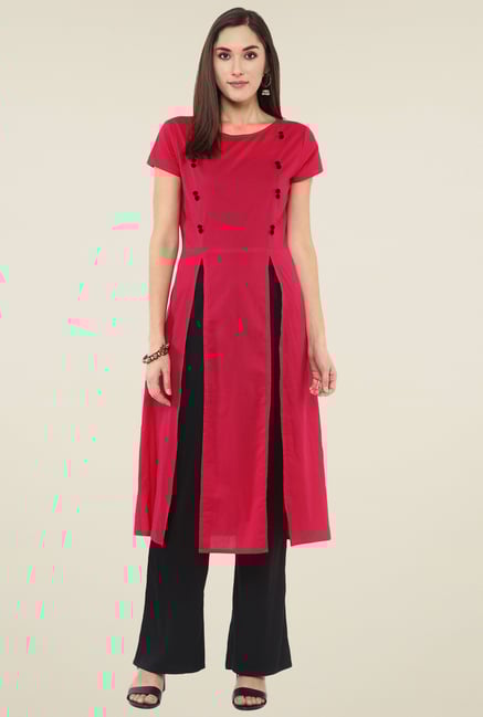 Pannkh Pink Regular Fit Cotton Kurti Pannkh Pink Regular Fit Cotton Kurti