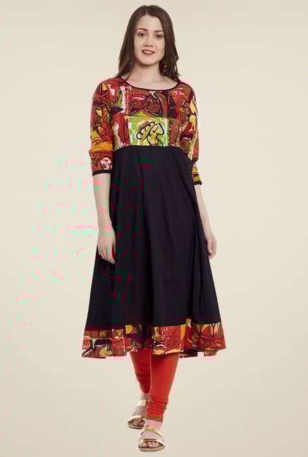 Pannkh Black Round Neck Kurta Pannkh Black Round Neck Kurta