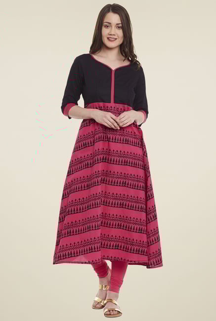 Pannkh Pink 3/4th Sleeves Kurta Pannkh Pink 3/4th Sleeves Kurta