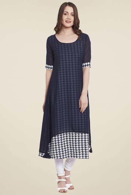 Pannkh Navy Regular Fit Kurta Pannkh Navy Regular Fit Kurta