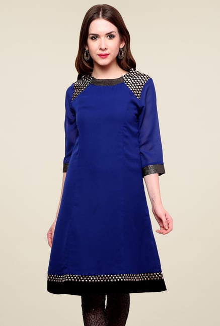 Pannkh Royal Blue Regular Fit Kurti Pannkh Royal Blue Regular Fit Kurti