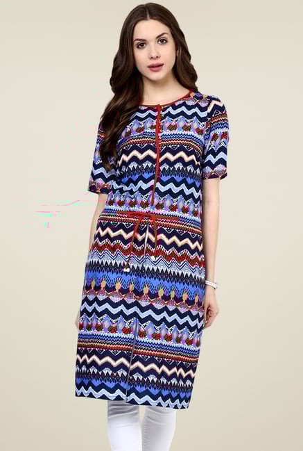 Pannkh Multicolor Printed Short Sleeves Kurti Pannkh Multicolor Printed Short Sleeves Kurti