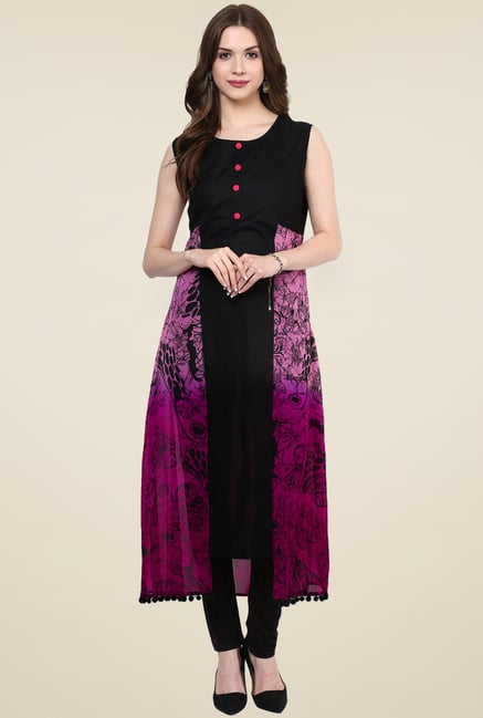 Pannkh Black & Pink Printed Kurti Pannkh Black & Pink Printed Kurti