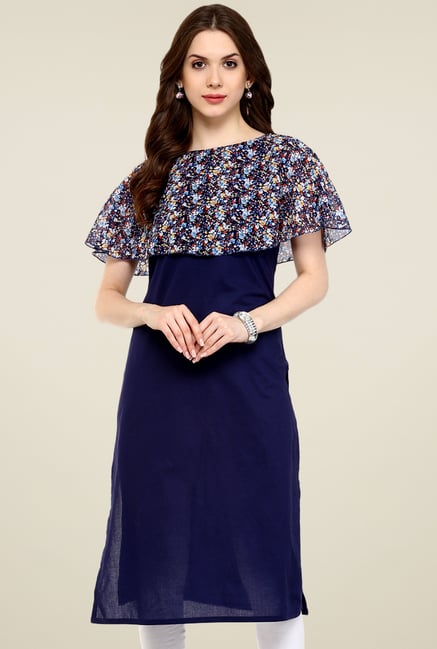Pannkh Navy Sleeveless Regular Fit Kurti Pannkh Navy Sleeveless Regular Fit Kurti