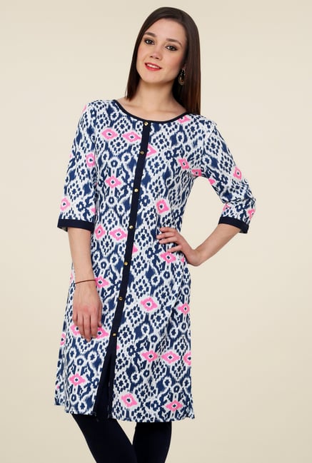 Pannkh Blue Printed Cotton Kurti Pannkh Blue Printed Cotton Kurti