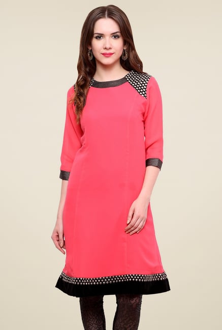Pannkh Coral Round Neck Regular Fit Kurti Pannkh Coral Round Neck Regular Fit Kurti