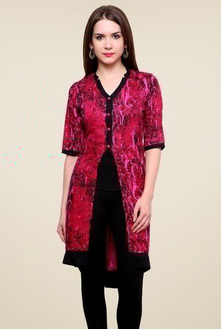 Pannkh Pink V-Neck Kurti Pannkh Pink V-Neck Kurti
