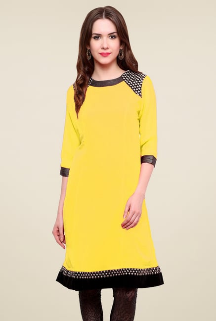 Pannkh Yellow Regular Fit Kurti Pannkh Yellow Regular Fit Kurti