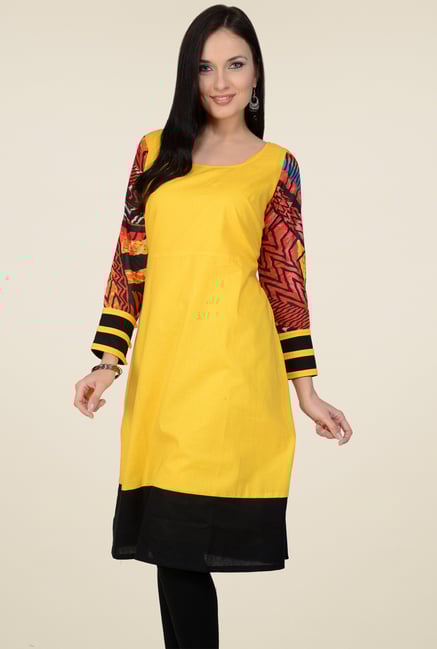 Pannkh Yellow Cotton Kurti Pannkh Yellow Cotton Kurti
