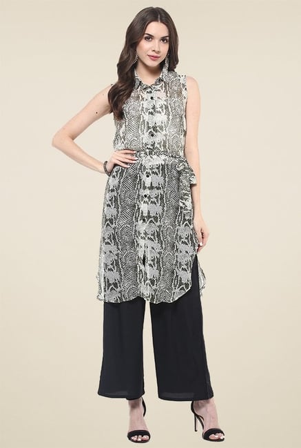 Pannkh Grey Sleeveless Kurti Pannkh Grey Sleeveless Kurti