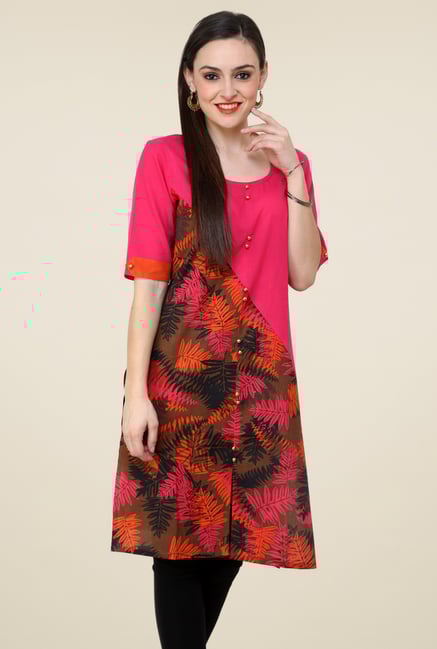 Pannkh Pink Round Neck Kurti Pannkh Pink Round Neck Kurti