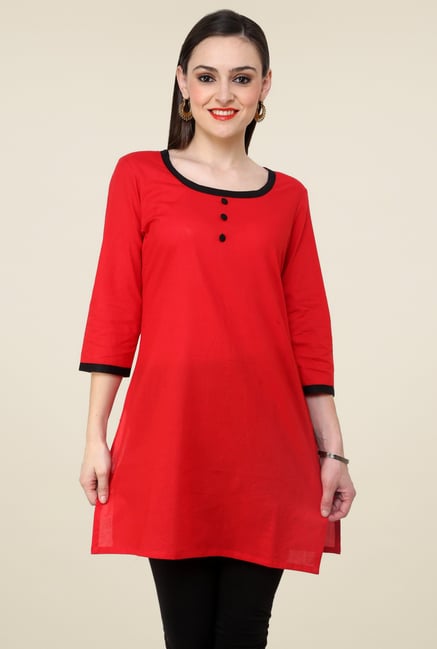 Pannkh Red 3/4th Sleeves Kurti Pannkh Red 3/4th Sleeves Kurti