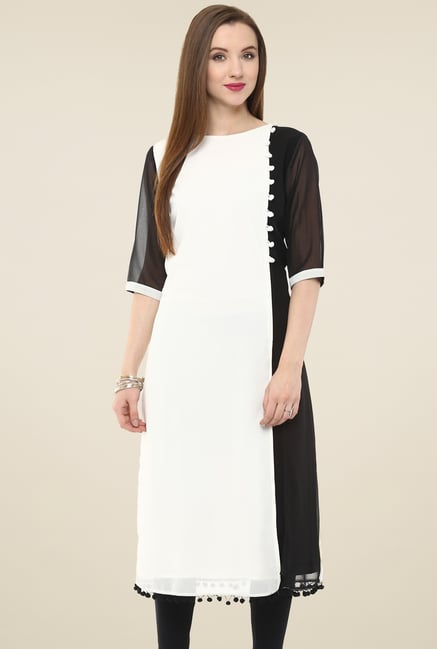 Pannkh Black & White Regular Fit Kurti Pannkh Black & White Regular Fit Kurti