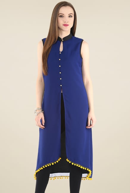 Pannkh Royal Blue Sleeveless Kurti Pannkh Royal Blue Sleeveless Kurti