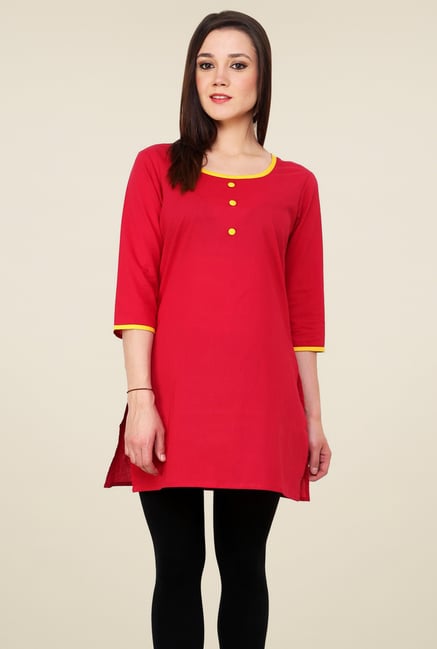 Pannkh Pink 3/4th Sleeves Front Buttoned Kurti Pannkh Pink 3/4th Sleeves Front Buttoned Kurti