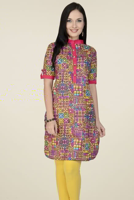 Pannkh Multicolor Printed Regular Fit Kurti Pannkh Multicolor Printed Regular Fit Kurti