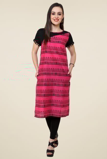 Pannkh Pink Regular Fit Printed Kurti Pannkh Pink Regular Fit Printed Kurti