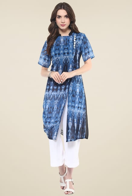 Pannkh Blue Regular Fit Kurti Pannkh Blue Regular Fit Kurti