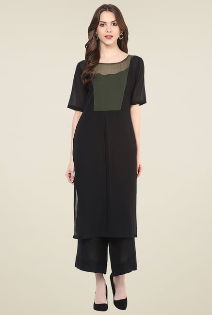 Pannkh Olive Boat Neck Kurta Pannkh Olive Boat Neck Kurta