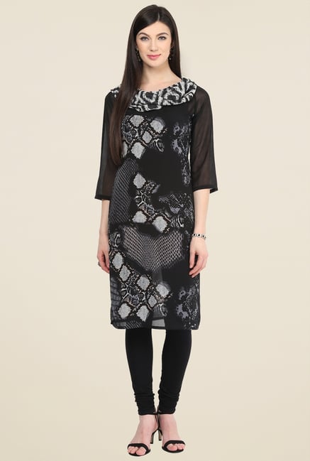 Pannkh Black Cowl Neck Kurti Pannkh Black Cowl Neck Kurti