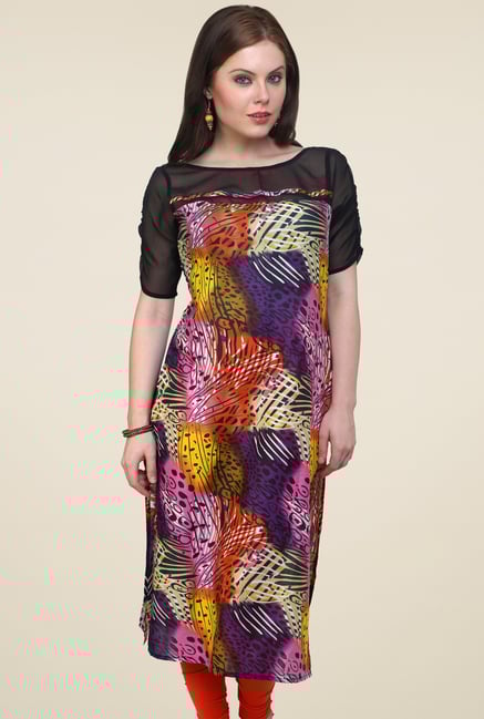 Pannkh Multicolor Regular Fit Round Neck Kurti Pannkh Multicolor Regular Fit Round Neck Kurti