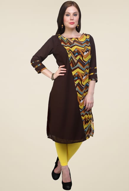 Pannkh Brown Round Neck Kurti Pannkh Brown Round Neck Kurti