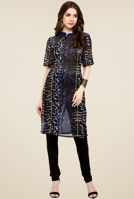 Pannkh Indigo Printed Regular Fit Kurti Pannkh Indigo Printed Regular Fit Kurti