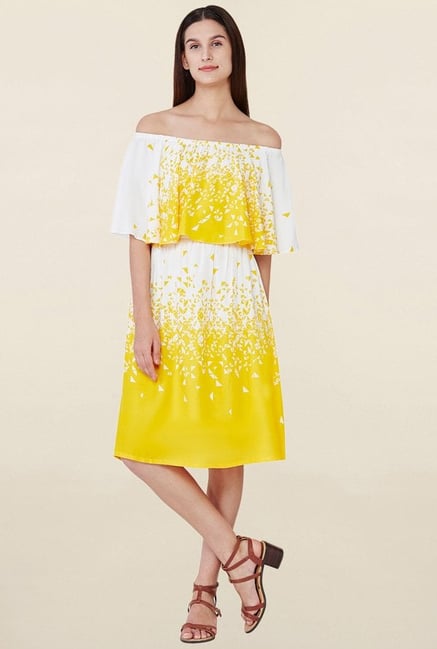 AND Yellow & White Printed Dress AND Yellow & White Printed Dress