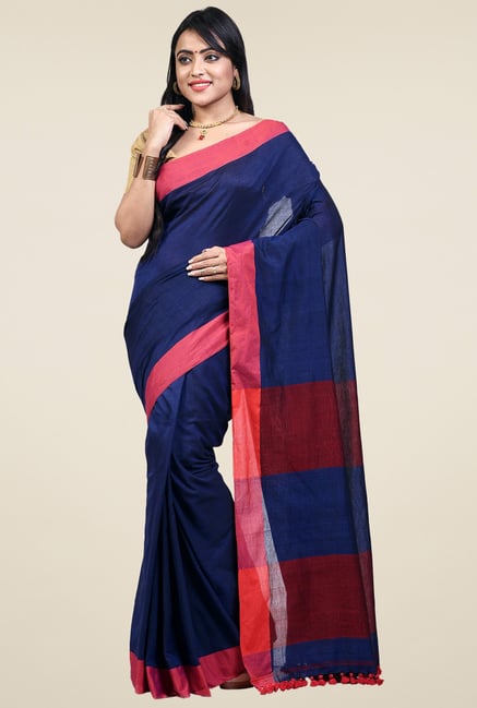 Bengal Handloom Ink Blue Cotton Saree Bengal Handloom Ink Blue Cotton Saree
