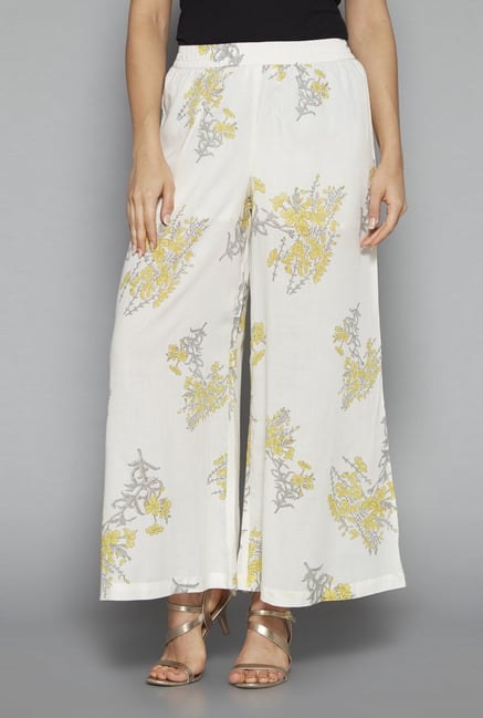 Zuba by Westside Off White Floral Print Palazzos Zuba by Westside Off White Floral Print Palazzos