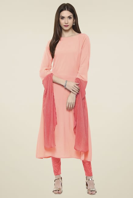 Ahalyaa Peach Regular Fit Kurti Ahalyaa Peach Regular Fit Kurti