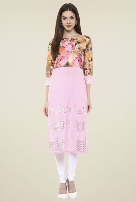 Ahalyaa Baby Pink 3/4th Sleeves Kurti Ahalyaa Baby Pink 3/4th Sleeves Kurti
