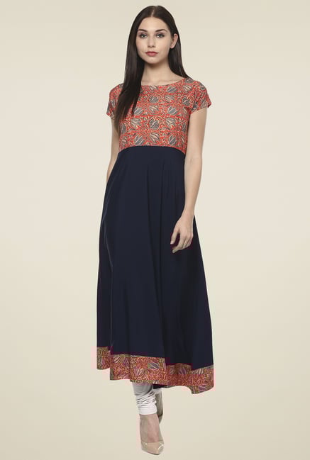 Ahalyaa Red & Navy Printed Kurti Ahalyaa Red & Navy Printed Kurti