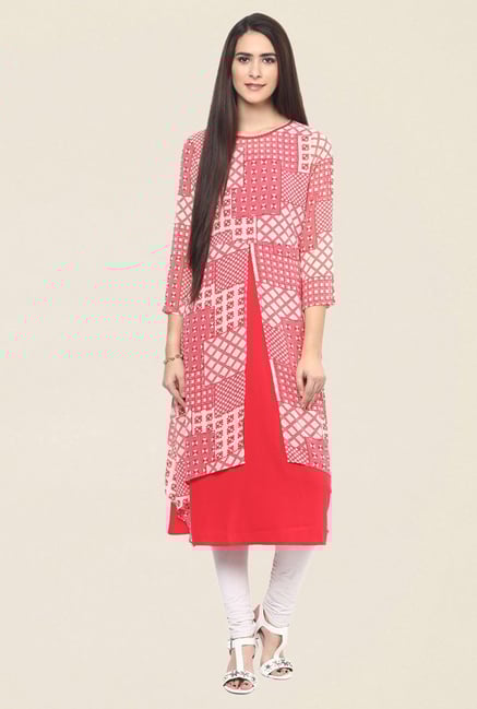 Fusion Beats Red Printed Kurta Fusion Beats Red Printed Kurta
