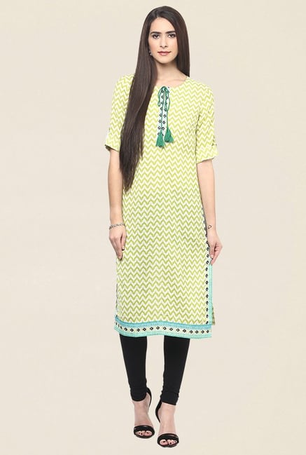 Fusion Beats Lime Printed Kurta Fusion Beats Lime Printed Kurta