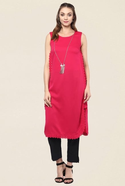 Fusion Beats Pink Textured Kurta Fusion Beats Pink Textured Kurta
