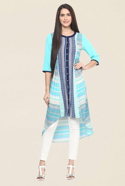 Fusion Beats Blue Printed Kurti Fusion Beats Blue Printed Kurti