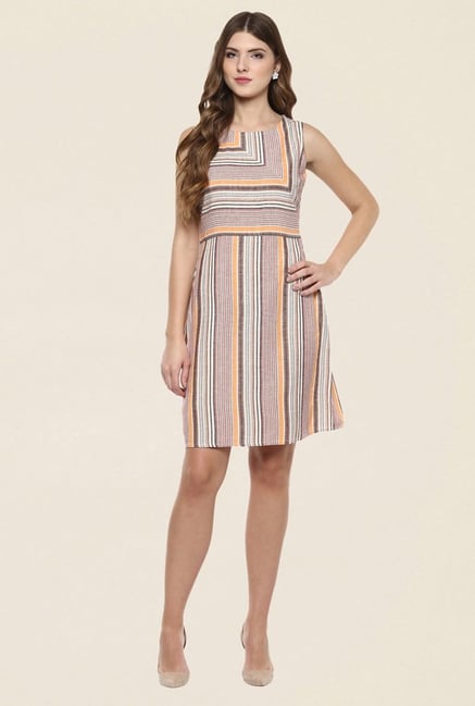 109 F Brown Striped Dress 109 F Brown Striped Dress