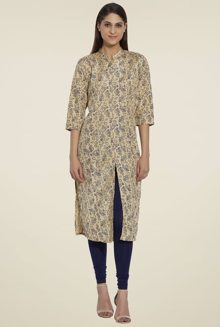 Globus Beige Printed Regular Fit Kurta Globus Beige Printed Regular Fit Kurta