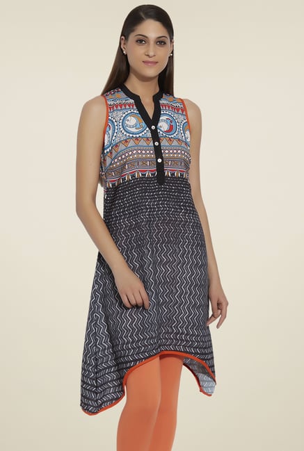 Globus Black Sleeveless Kurti Globus Black Sleeveless Kurti
