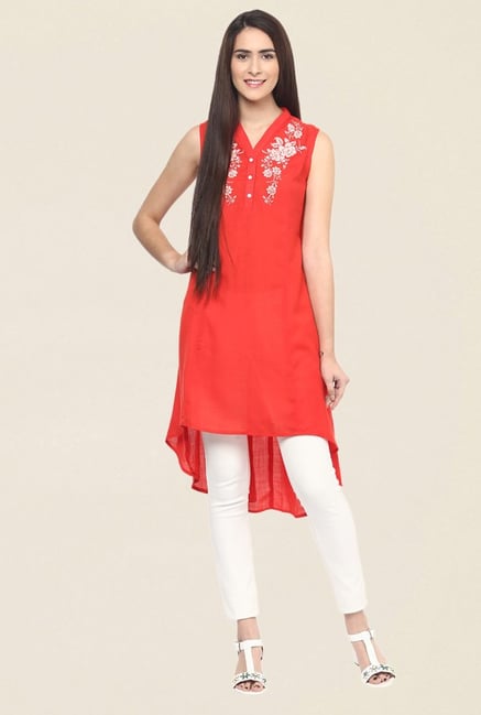 Fusion Beats Orange Embroidered Kurti Fusion Beats Orange Embroidered Kurti