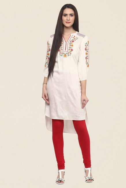 Fusion Beats Cream Embroidered Kurti Fusion Beats Cream Embroidered Kurti
