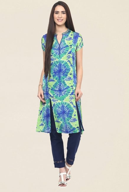 Fusion Beats Green Printed Kurta Fusion Beats Green Printed Kurta