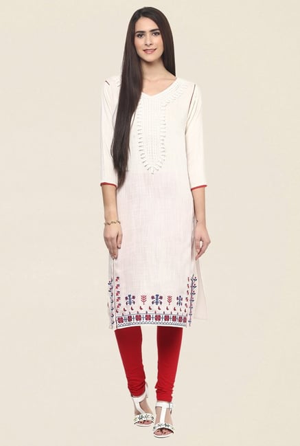 Fusion Beats Off White Embroidered Kurta Fusion Beats Off White Embroidered Kurta