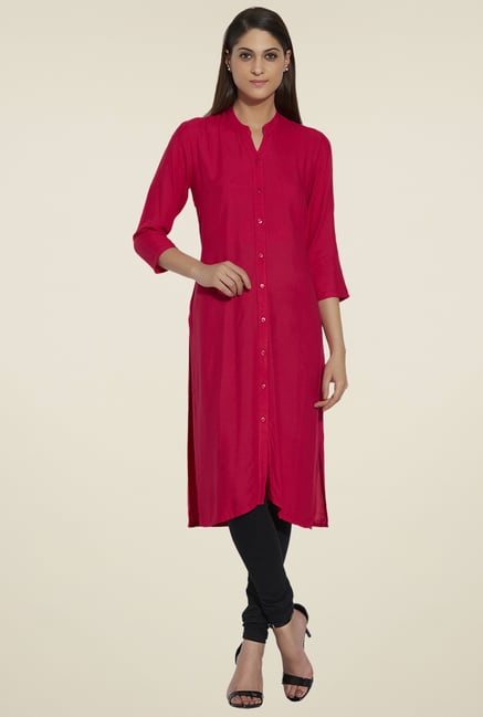 Globus Dark Pink Regular Fit Kurta Globus Dark Pink Regular Fit Kurta